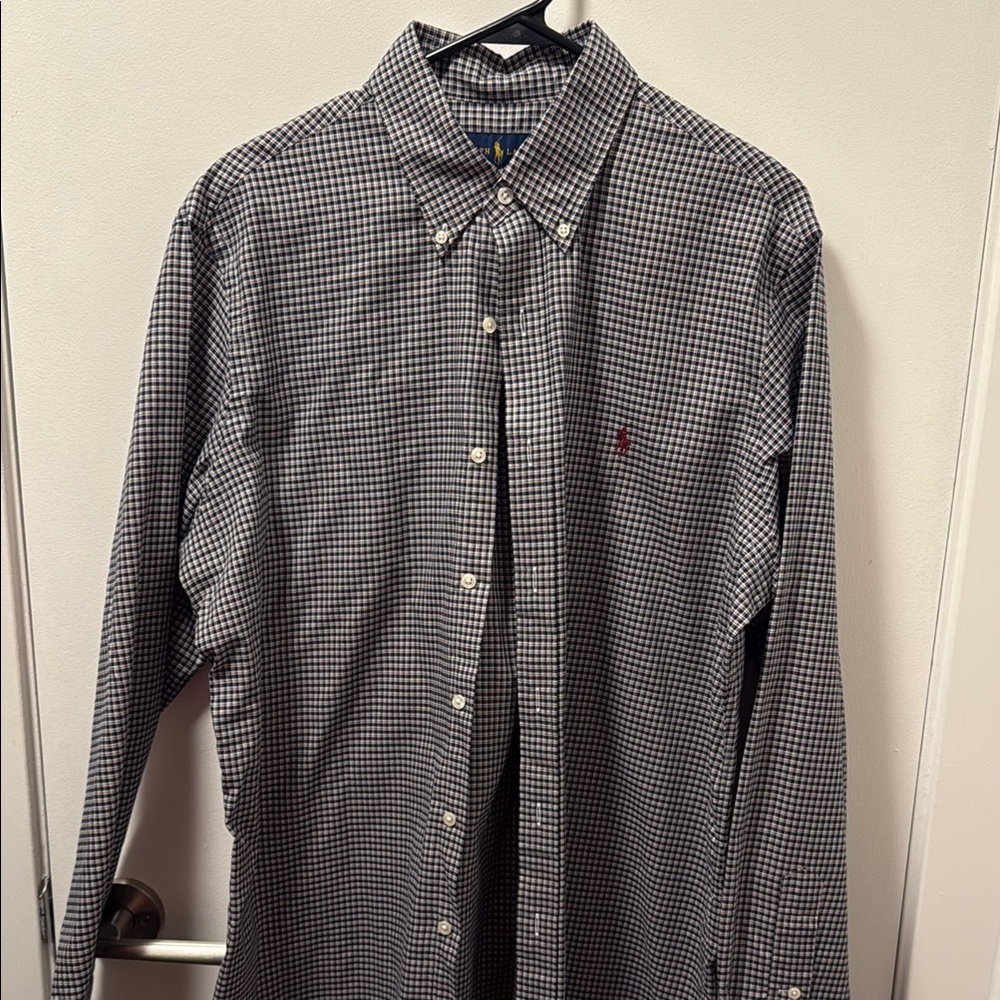Polo by Ralph Lauren Blue and Brown Casual Button Down Shirt
